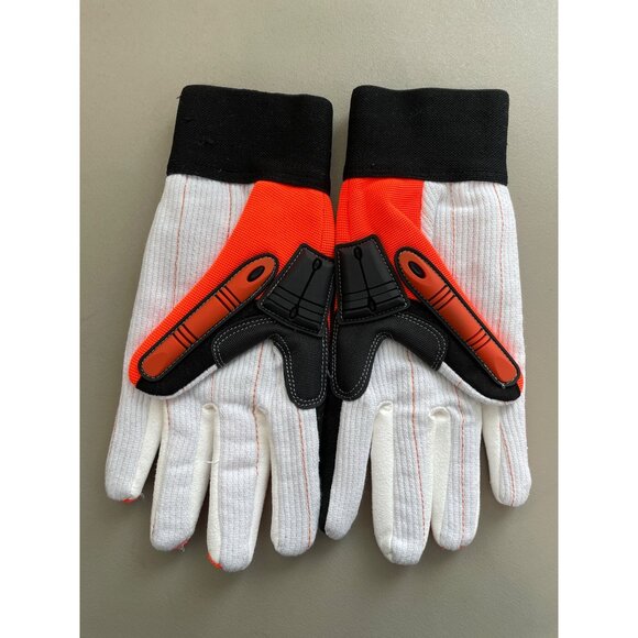 Hand Armour Premium Mechanics Gloves Unlined White Orange Black Large Work NEW - Picture 2 of 6